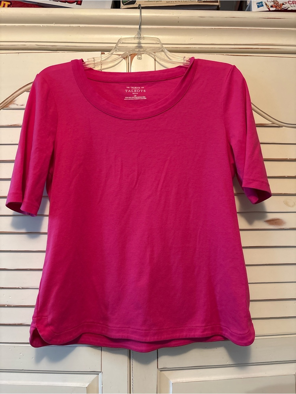 Talbots Hot Pink Short-Sleeve Scoop Neck Tee
